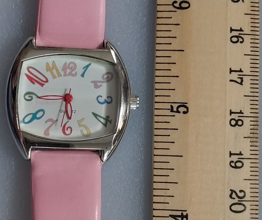 Fashionable Quartz Watch LDC75001W Pink Band Rainbow of Hour Numbers New Battery