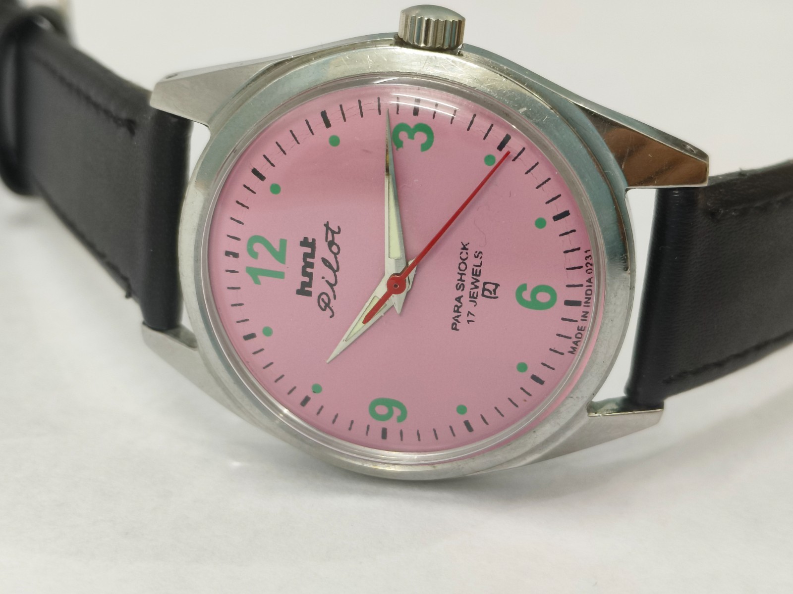 Vintage HMT Pilot Pink 17 Jewels Mechanical Hand Winding Men’s Wrist Watch
