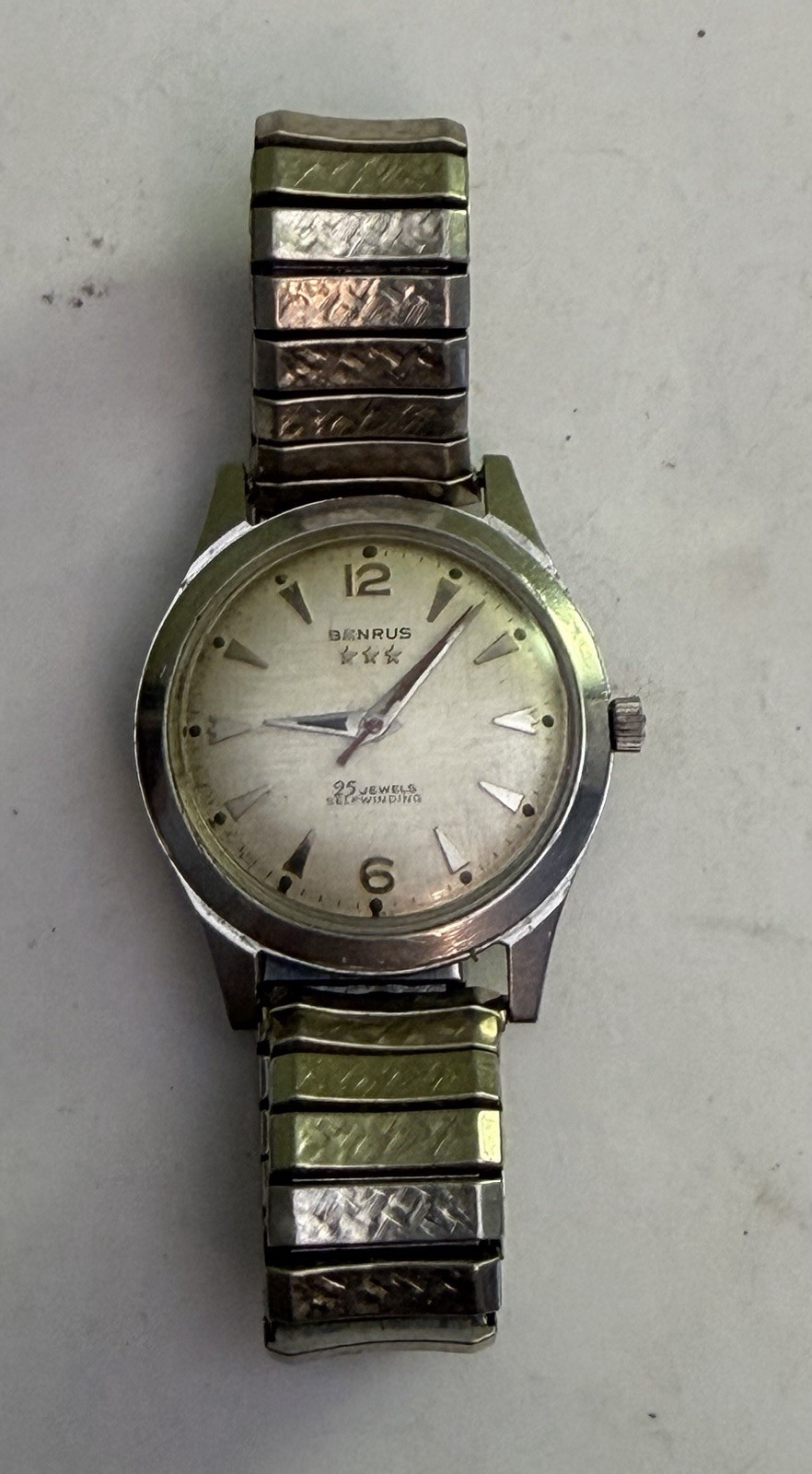 Vintage Benrus 3 Star 25 Jewel Self Winding Men’s Wrist Watch Working