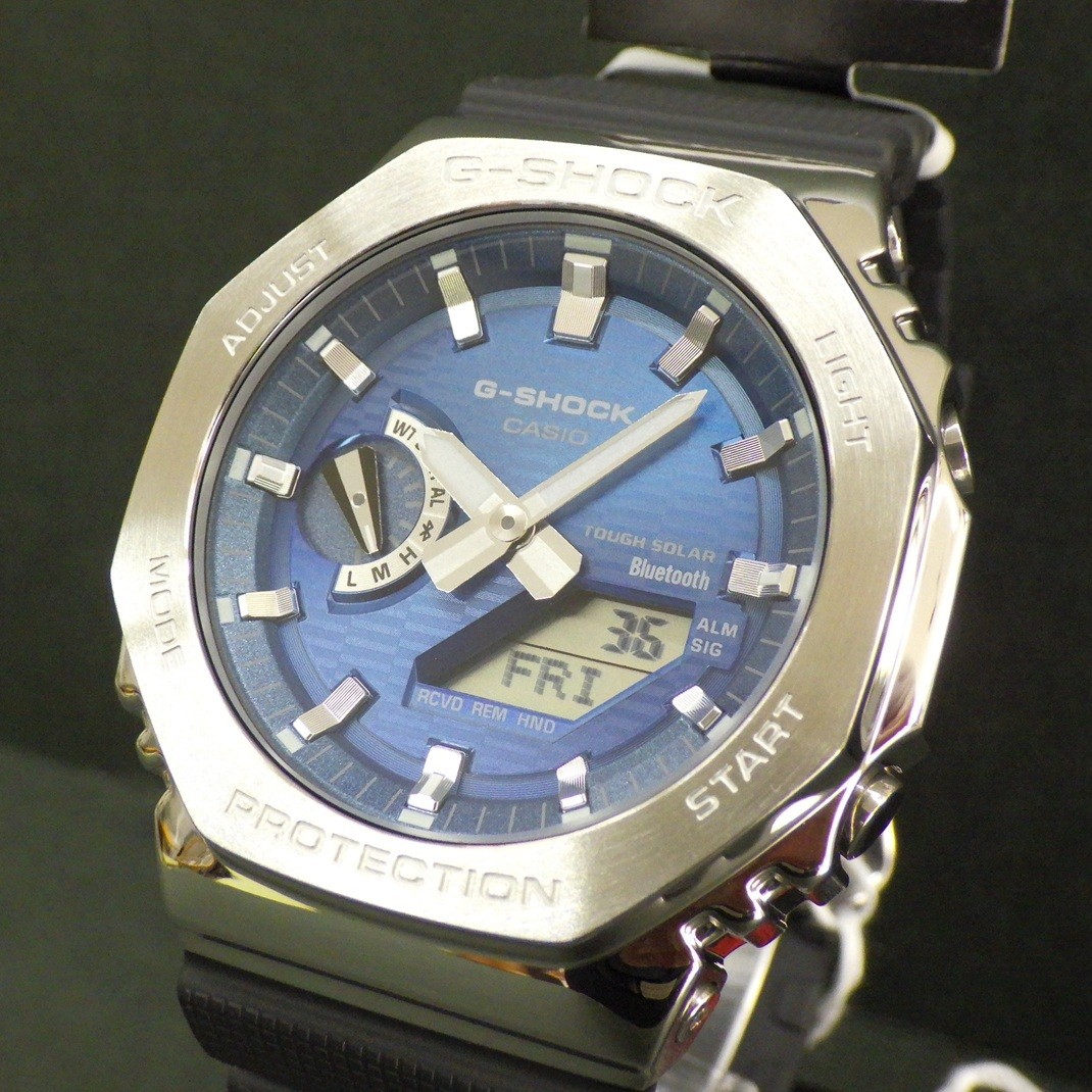 New CASIO Official G SHOCK GBM 2100A 2BJF Blue 20 ATM Water Resistant Tough Sola