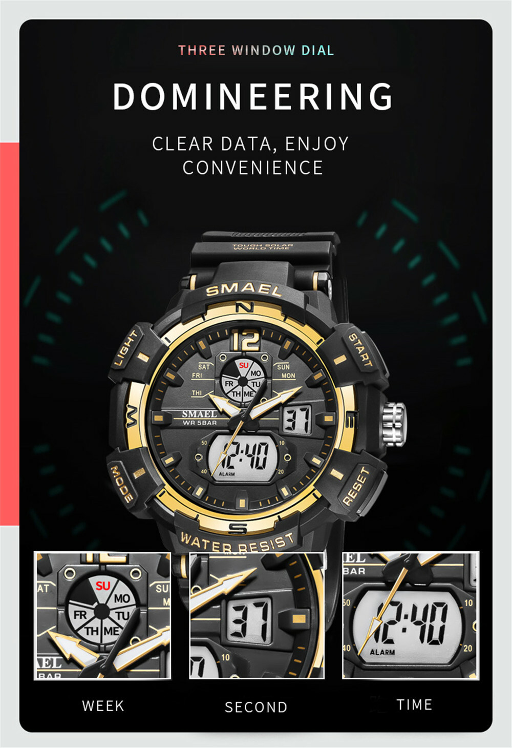 SMAEL Men Military Fashion Sport Outdoor Digital Stopwatch Male Wristwatch