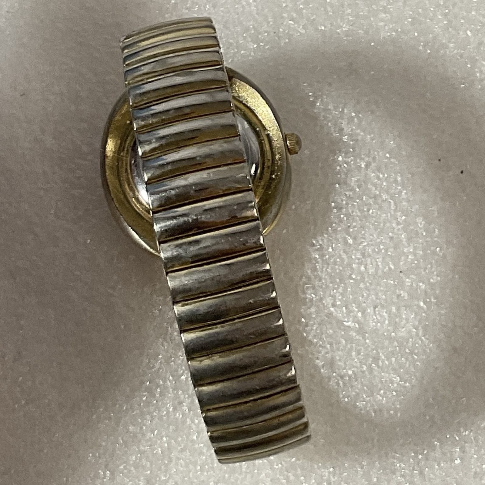 Lucky Star Titanium Purple Face Hold Tone Stretch Band Watch
