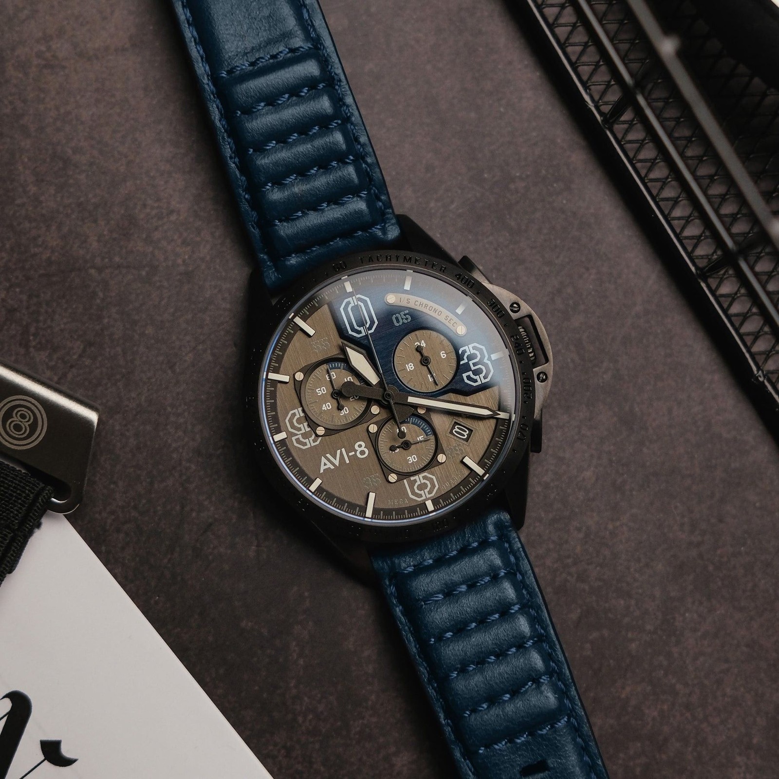 AVI-8 P-51 Mustang Blakeslee Grey and Blue Dial Quartz AV-4077-04 Men’s Watch