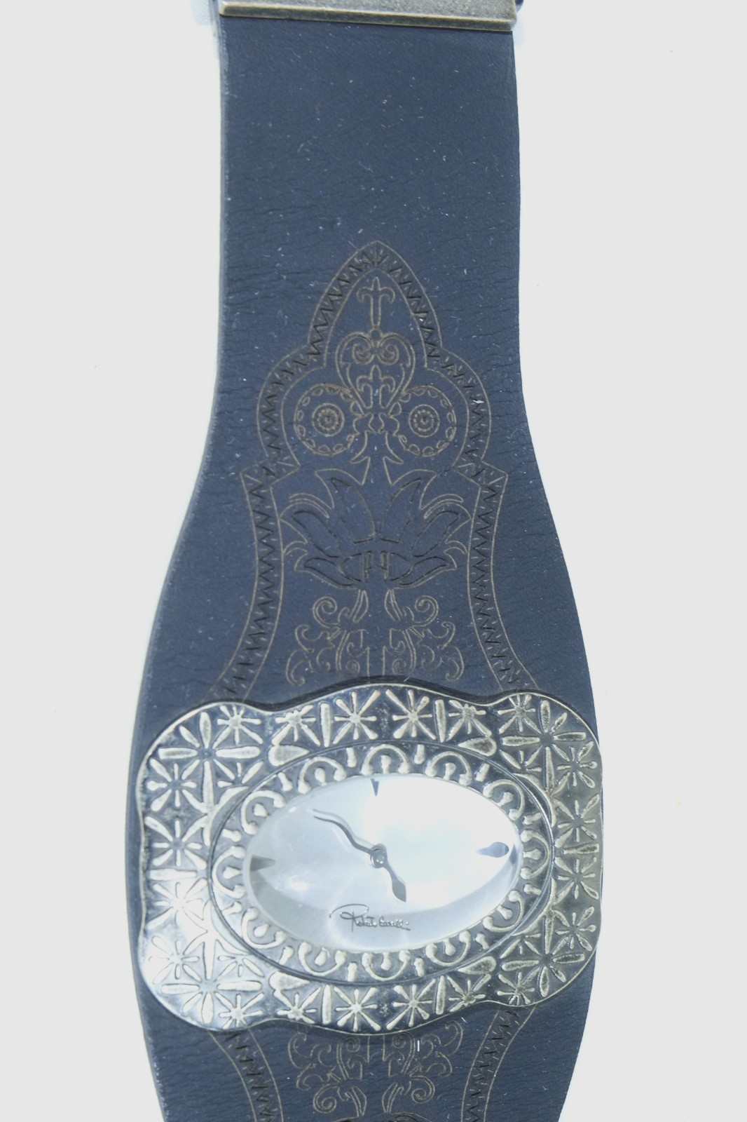 Vintage Roberto Cavalli Silver Oval Dial Wrist Watch.
