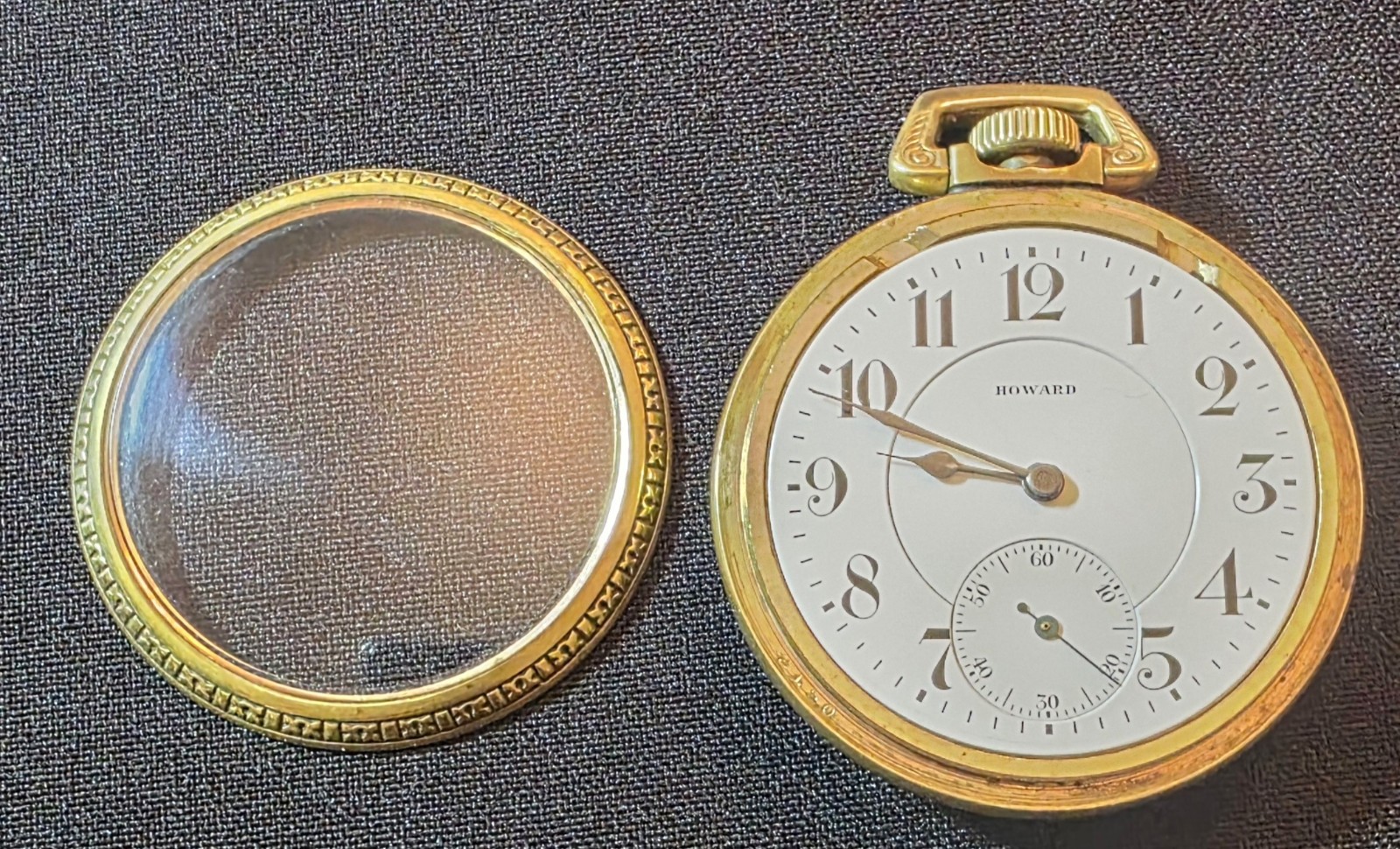 Howard Pocket Watch 16S 17J Checkerboard mvm’t pattern, Keystone base metal case