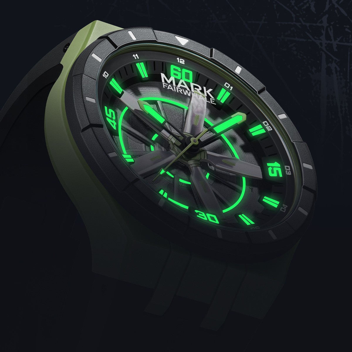 MARK FAIRWHALE Men’s Silicone Rotatable Helicopter Propeller Dial Quartz Watch