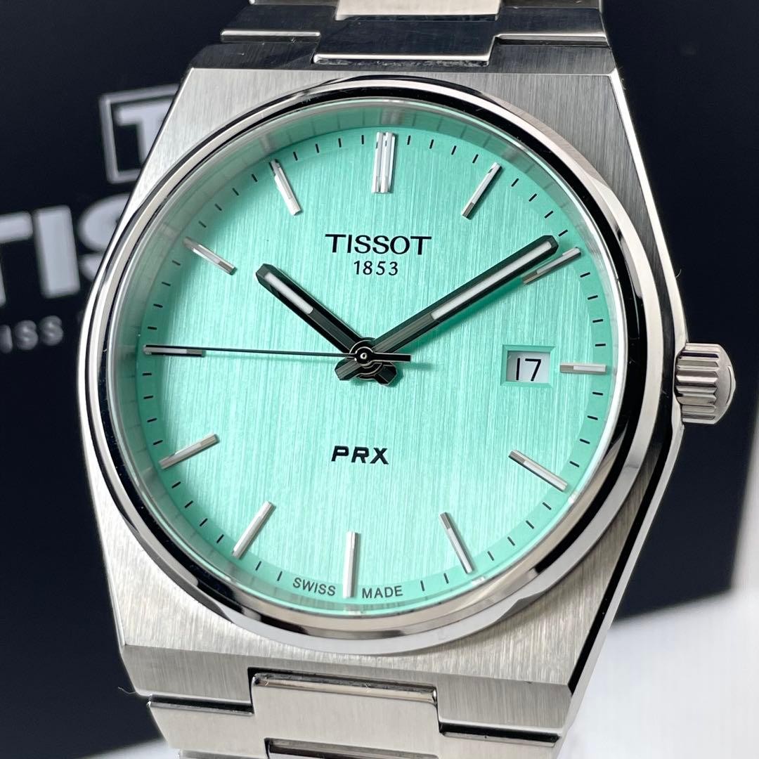 Tissot PRX Quartz Watch Mint Green Stainless Steel 399mm Used