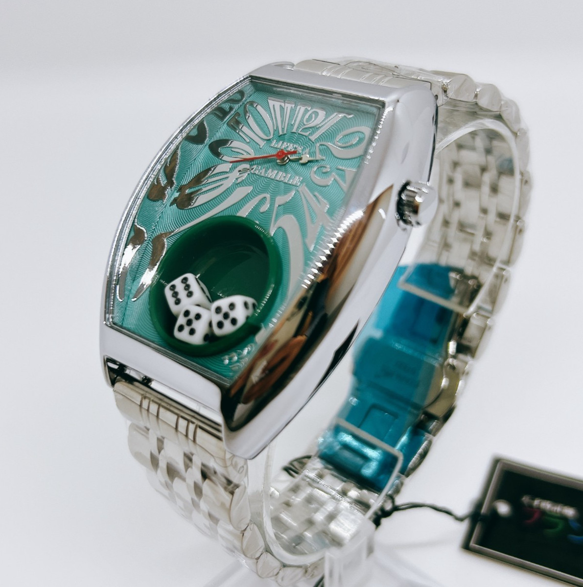 Frank Miura FM14-SVSVTB King Macau Dice Parody Tonneau Quartz Watch Japan Blue