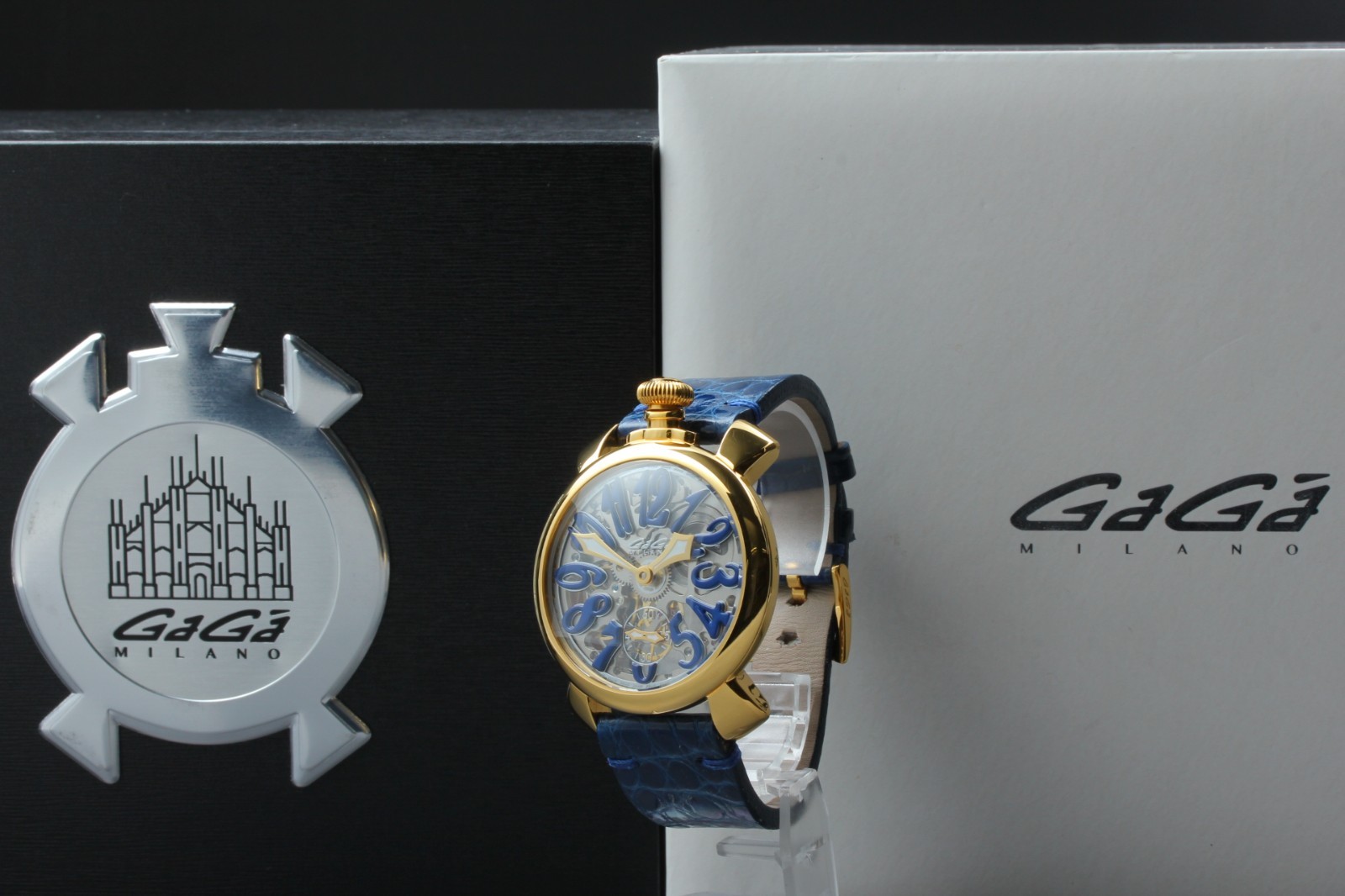 [NEAR MINT] GaGa MILANO Manuale 48 Skeleton 5314.02 Hand Winding Men’s Watch JPN