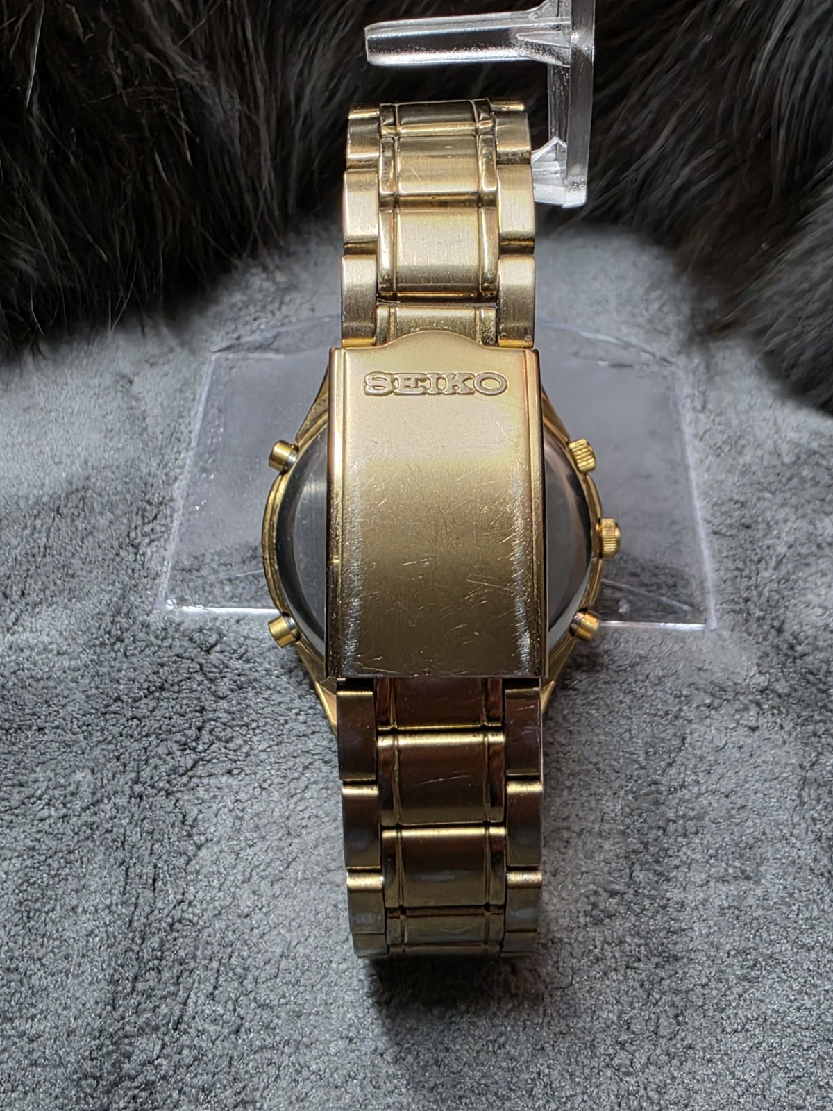 VINTAGE SEIKO CHRONOGRAPH with ALARM 7T32-7D88 Gold tone “NEW BATTERY”
