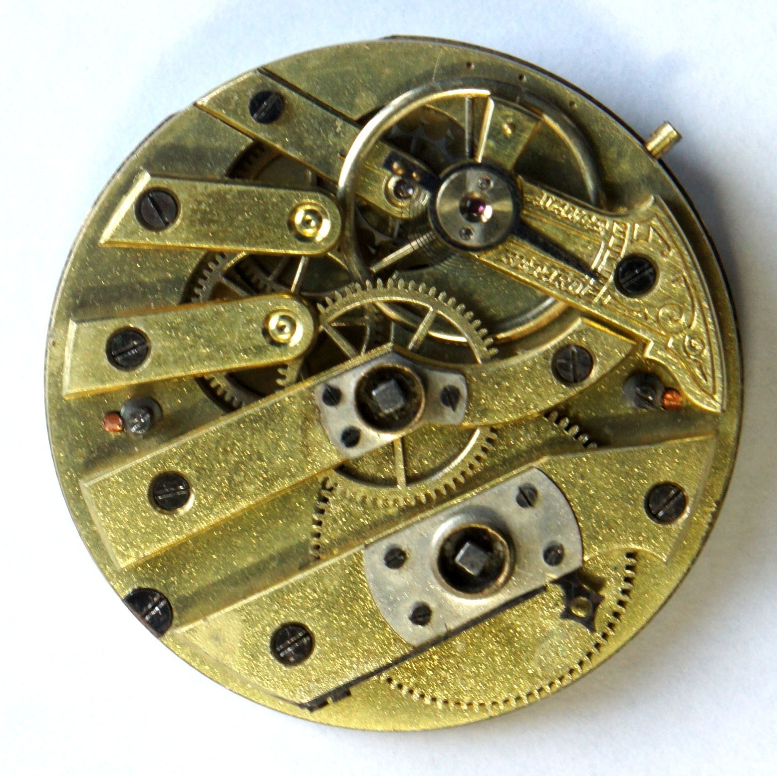 Antique Swiss Cylinder Pocket Watch Movement Hand Painted Enamel Floral Dial Par