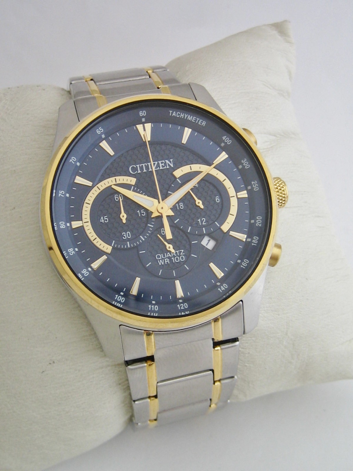 CITIZEN MENS CHRONOGRAPH WATCH AN8194-51L GOLD STAINLESS STEEL BLUE DIAL GENUINE