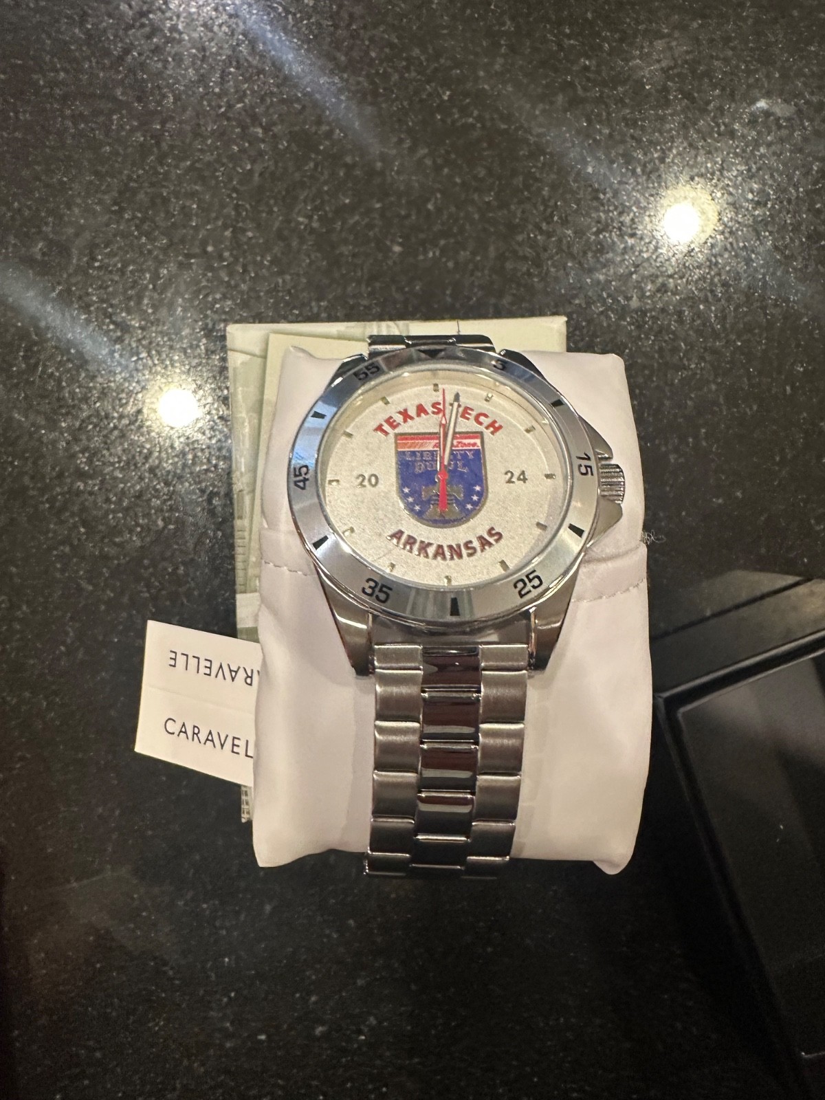 Texas Tech Red Raiders/Arkansas Razorbacks caravelle mens watch