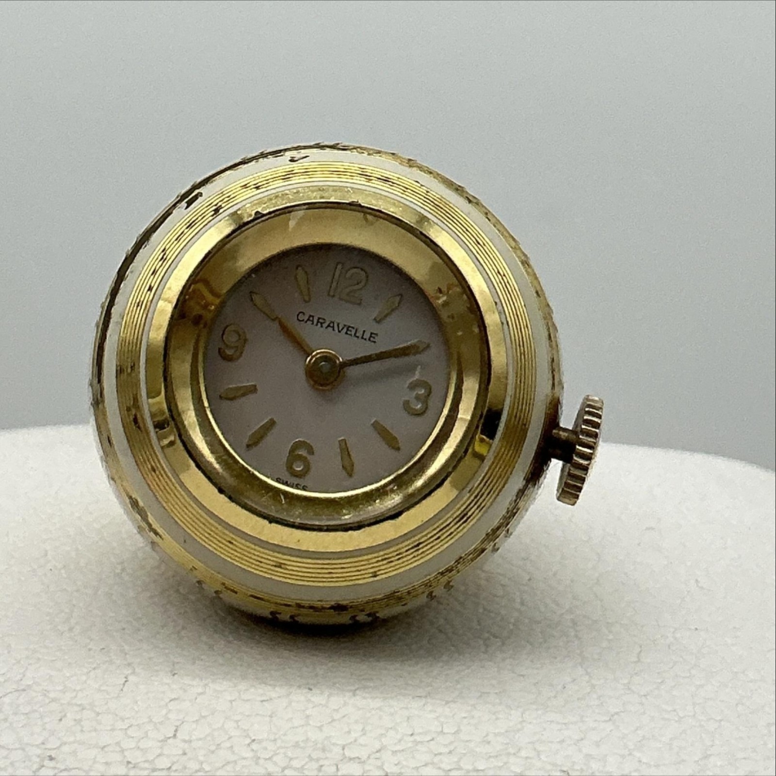 Vintage Caravelle Pendant Ball Orb Watch Womens 29mm Enamel Manual Wind Swiss