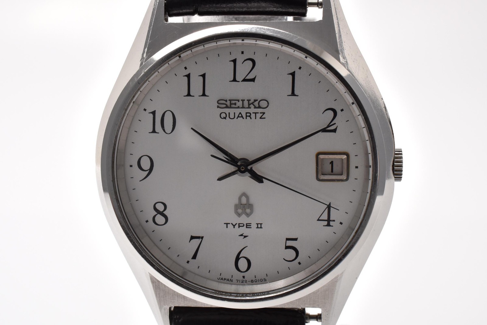 Vintage 1979 [N MINT /New Belt] SEIKO Type ii 7122-8000 Quartz Watch From JAPAN