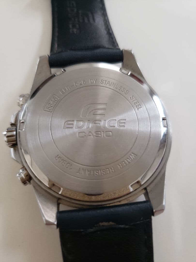 Casio Edifice Quartz Chronograph Navy Dial Rose Gold Mens Watch WR100M Japan
