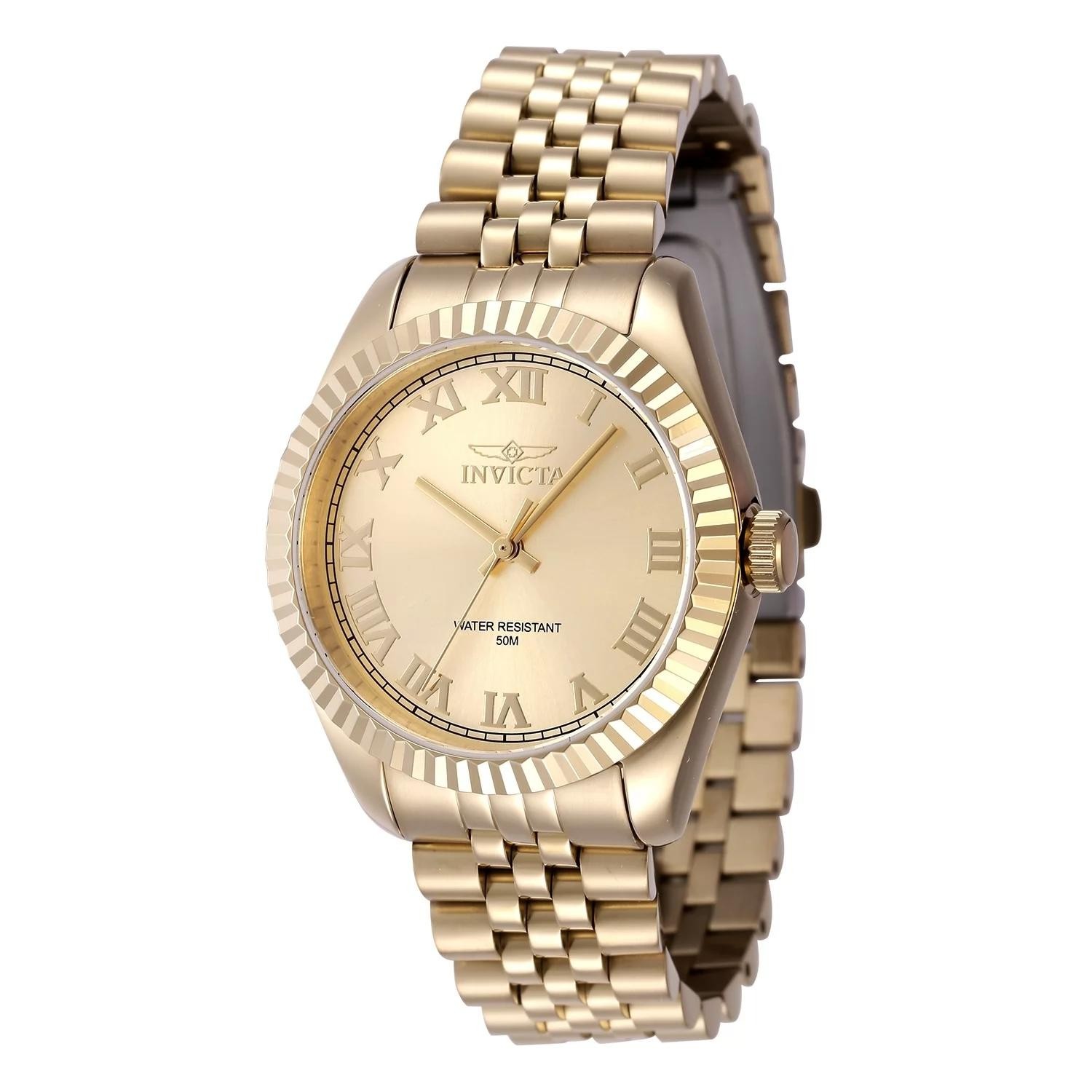 Authentic Invicta 47418 Quartz Watch Gold Dial Stainless Steel 36mm Lady