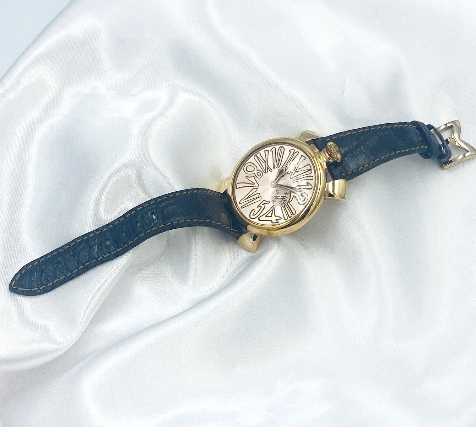 GaGa MILANO Manuale Slim46 #5085 Watch Rose Gold Men Women Brown Strap Vintage