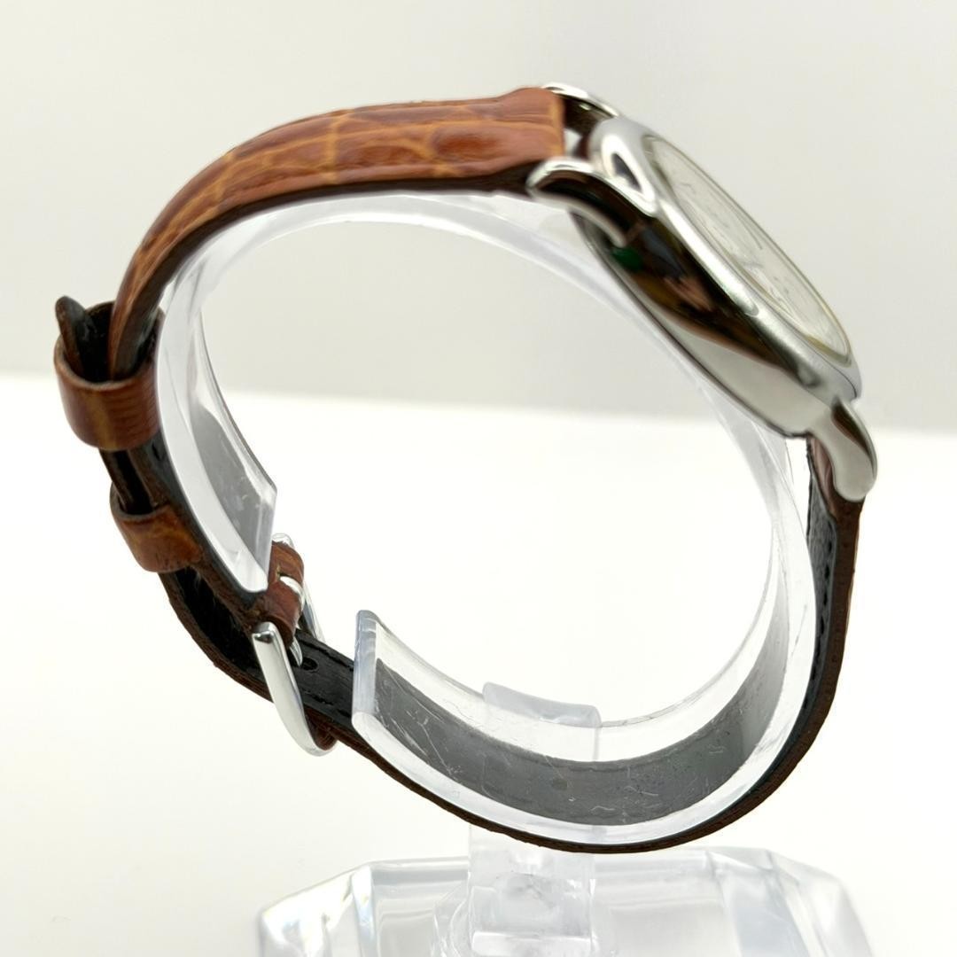 Casio Oval Watch, Battery Replaced, Gold, Genuine Leather Strap, Brown, Working