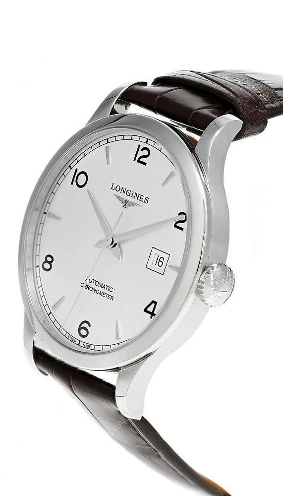 Longines Record 40MM Silver Dial Leather Men’s Watch L28214762 / L2.821.4.76.2