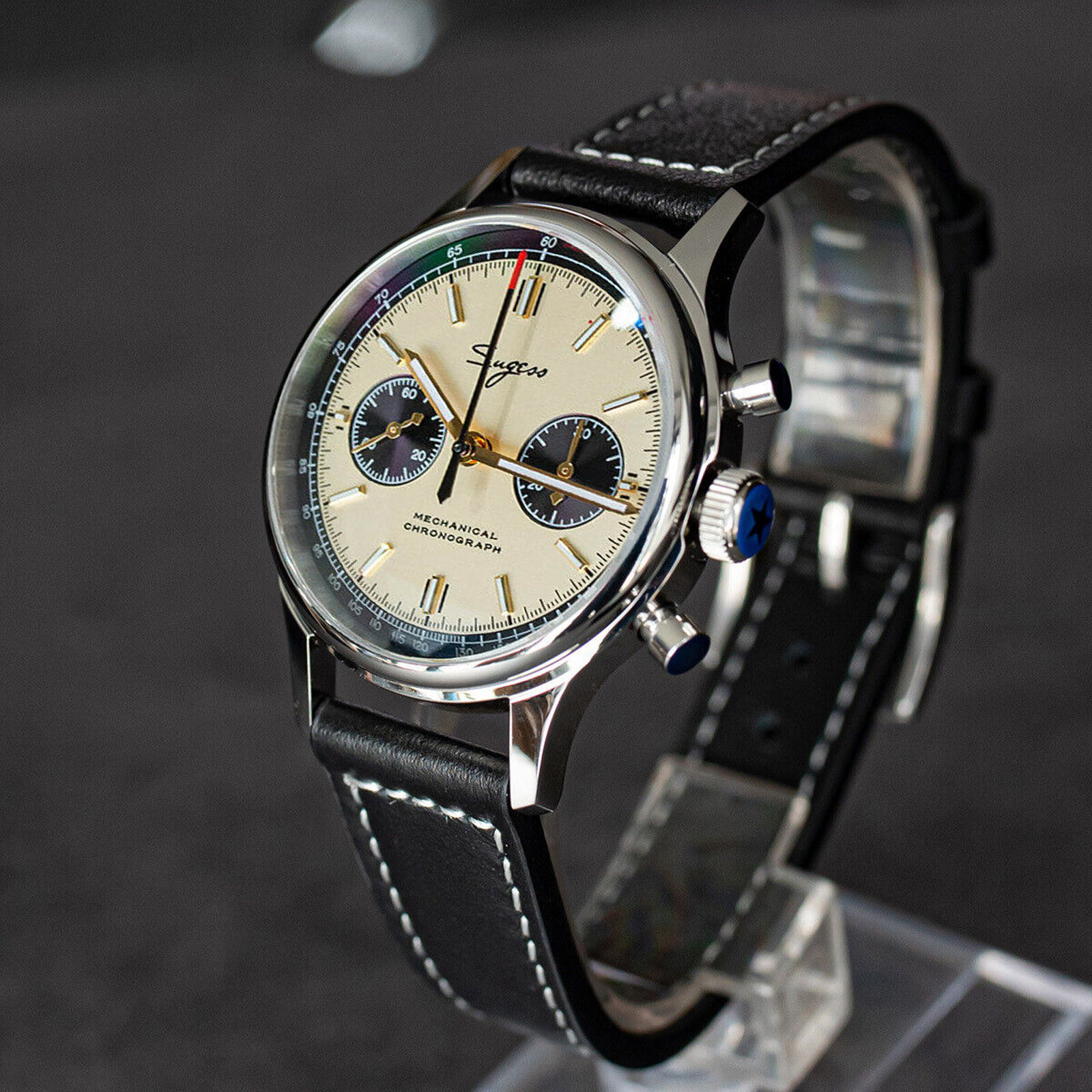 Sugess Chrono Heritage SWANNECK Panda Dial Chrono Watch SEAGULL 1963 SUPANK301SN