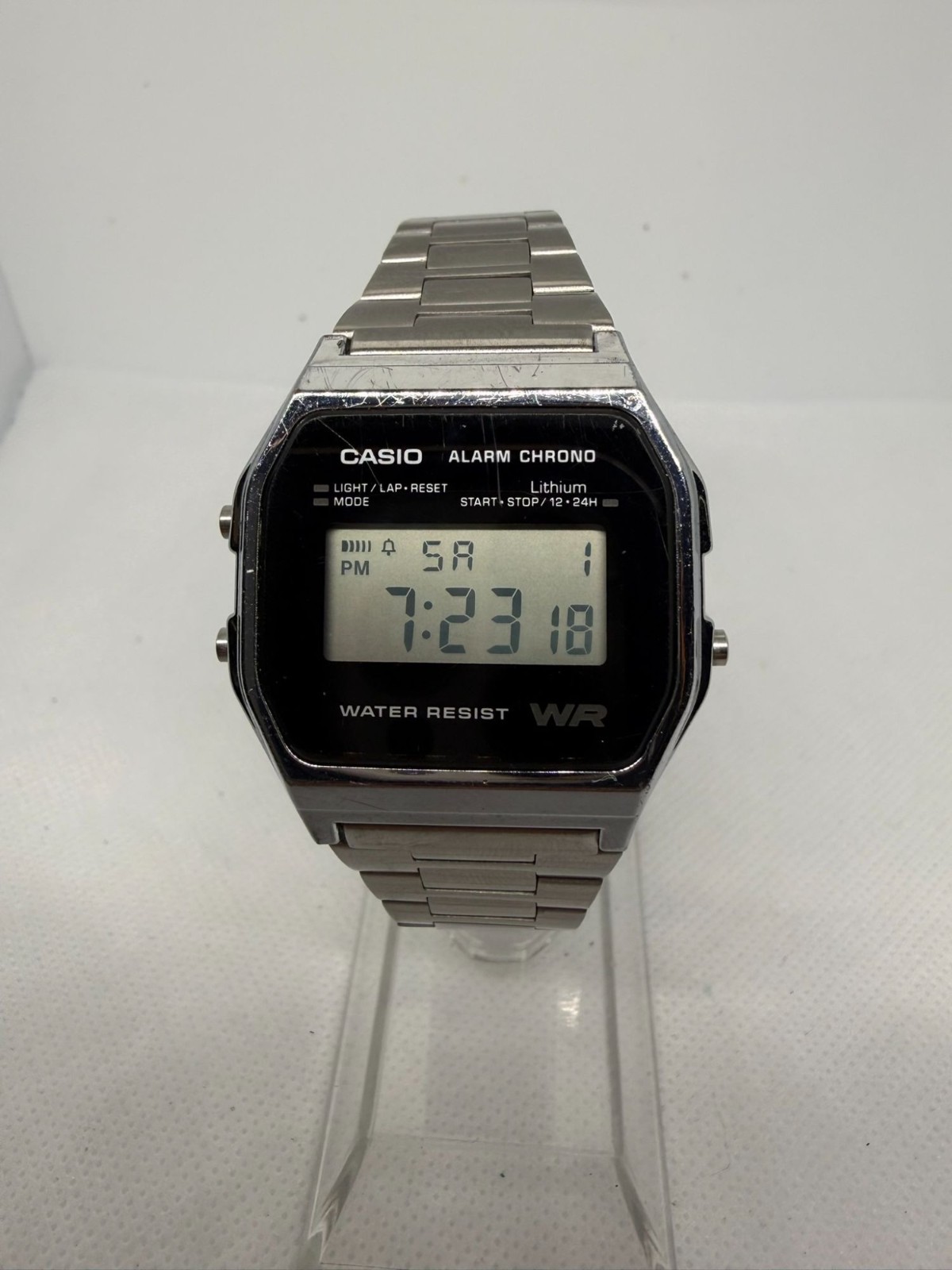 Casio Vintage A158WEA-1E Unisex Silver Rectangle Digital Retro LCD Watch WR30M