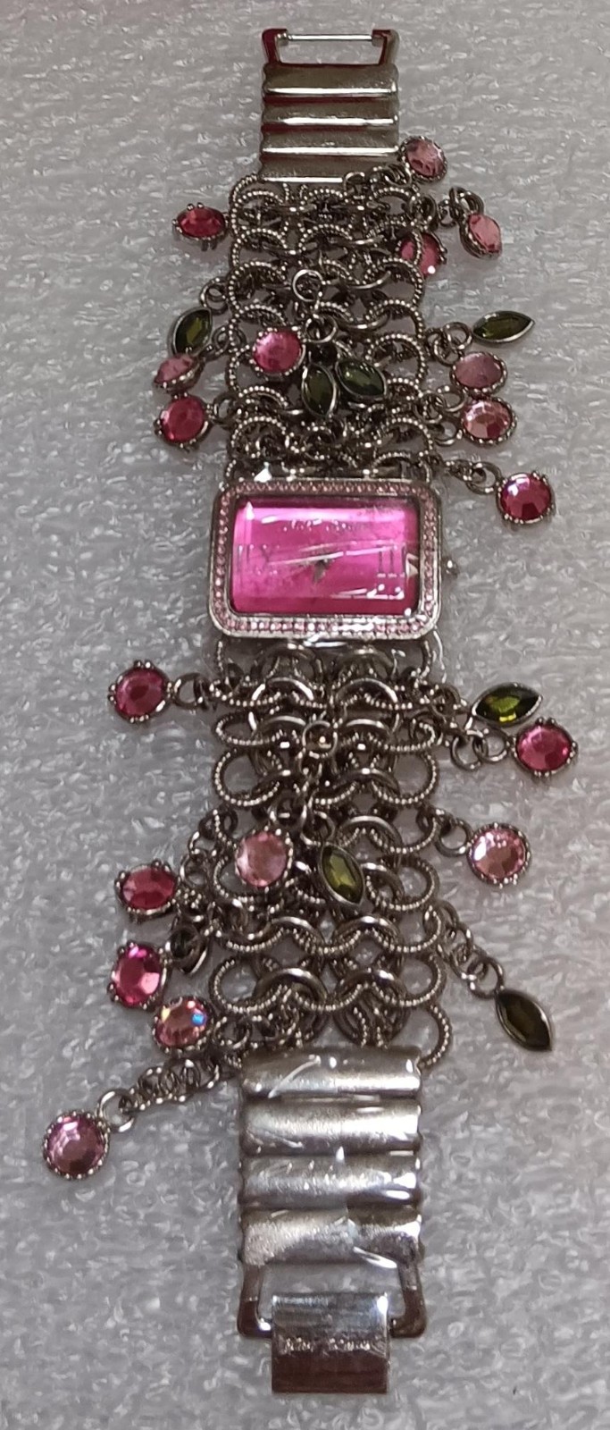 Betsey Johnson Women’s BJ4011 Fashion Hanging Stones Silver-tone Bracelet Watch!