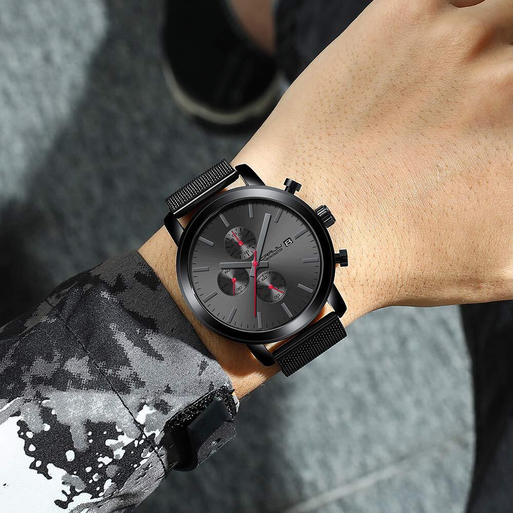 CRRJU Mens Stylish Casual Quartz Watches for Men Luxury Waterproof Calendar C…