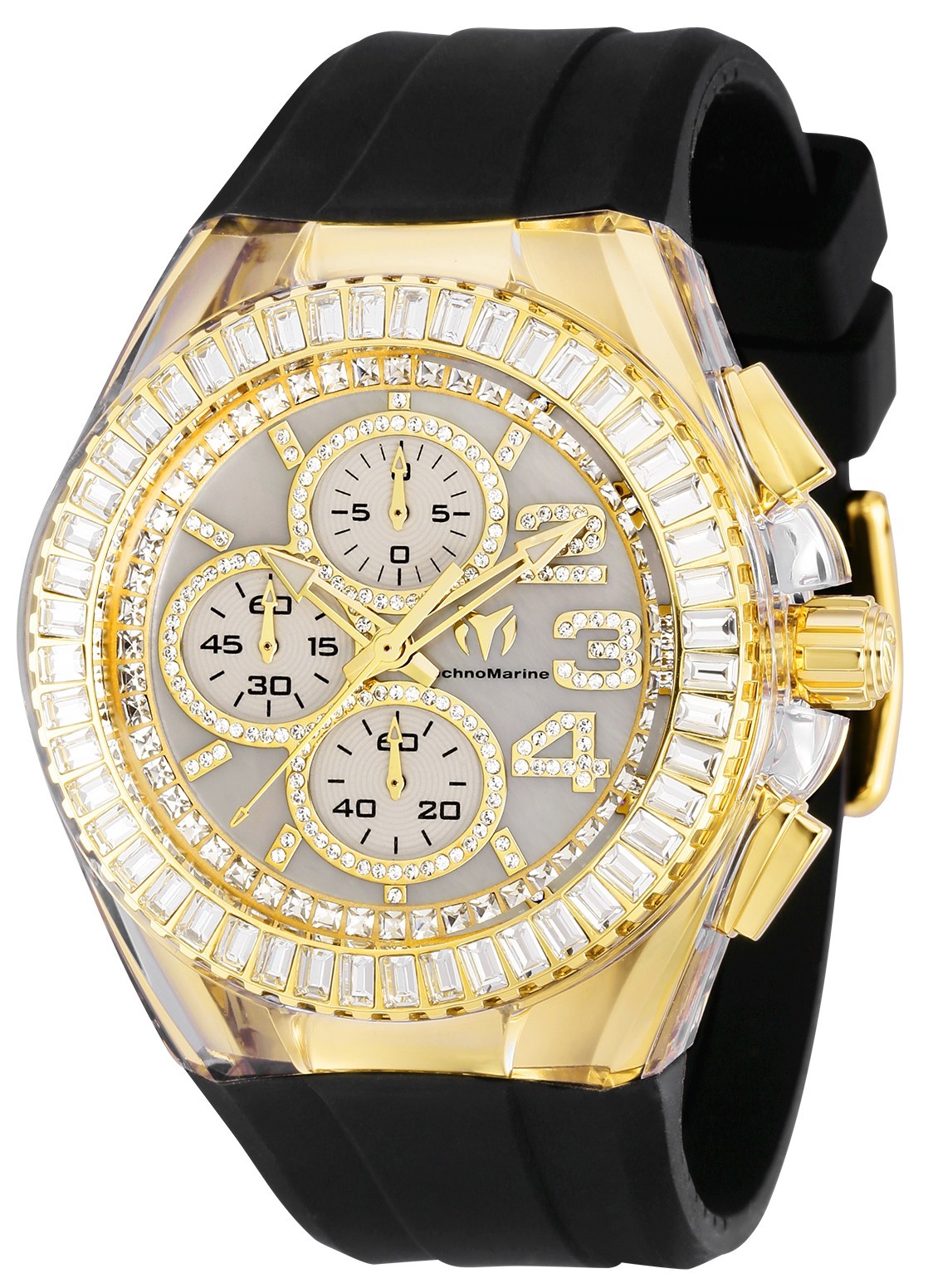 TechnoMarine Men’s TM-121028 Cruise Glitz 45m Gold Toned & Dial with Black Strap