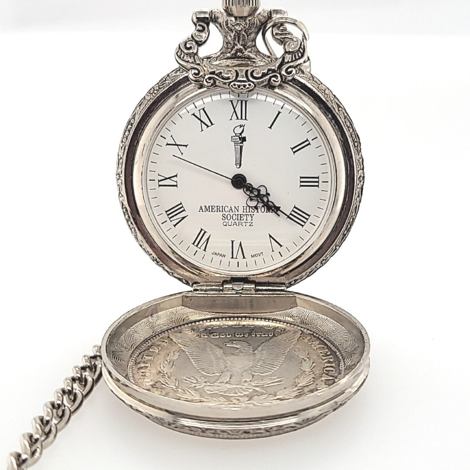 Vintage American Historic Society Morgan Silver Dollar 1880 S Coin Pocket Watch