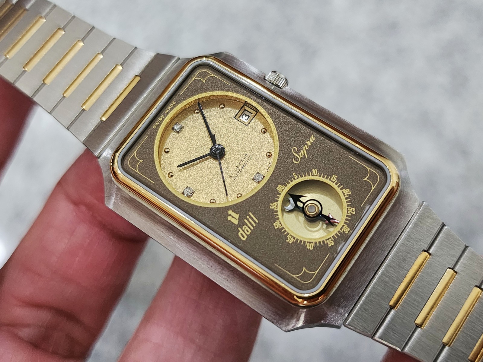Rare Swiss made Dalil Supra Qiblat Muslim Islamic automatic watch Light Brown 2