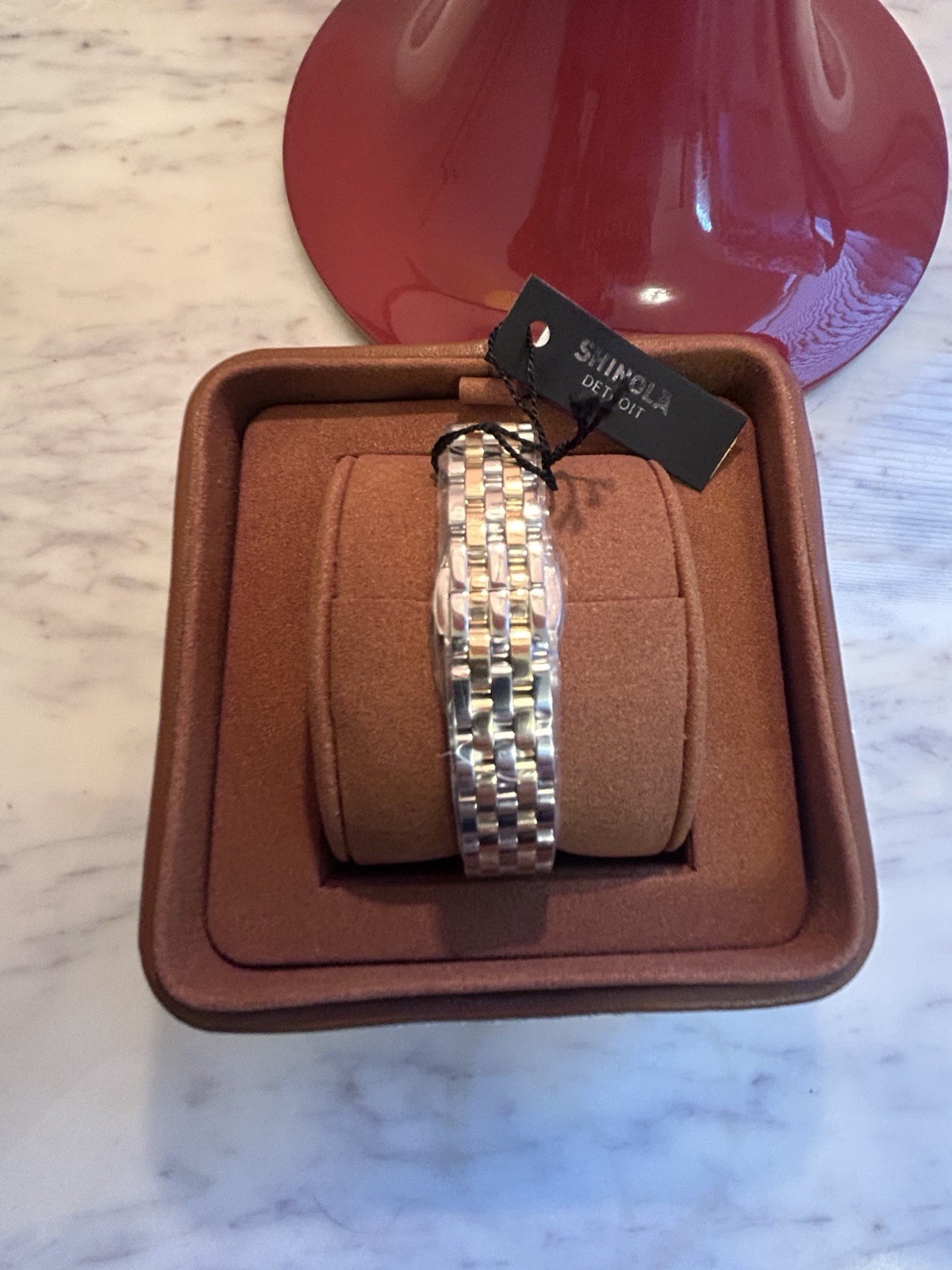 Shinola Women’s Two-Tone Stainless Bracelet Quartz Watch Diamond Dial Box
