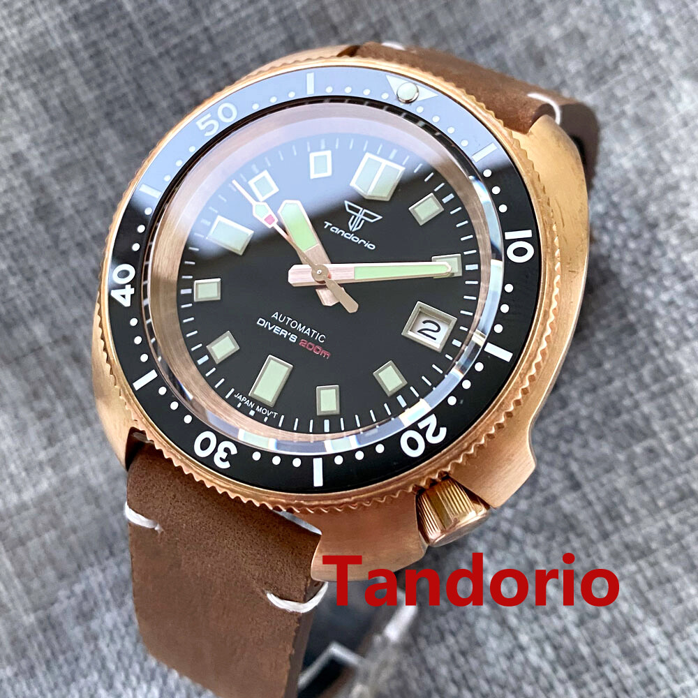 44mm Tandorio Mother of pearl Solid Full Cusn8 Bronze NH35A 20ATM Men Watch Date