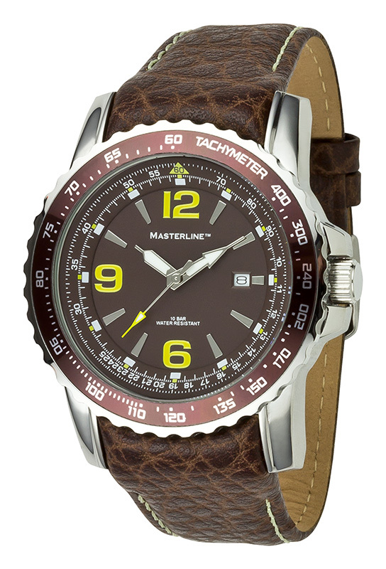 Men’s Masterline1966 100m Leather Brown Tachymeter Wristwatch