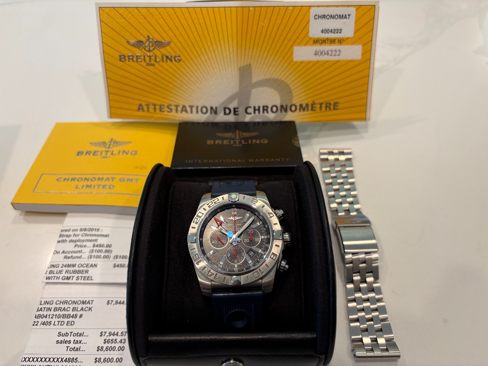 Breitling Chronomat AB041210BB48 W/ Box, papers, receipts limited ed #405/2000