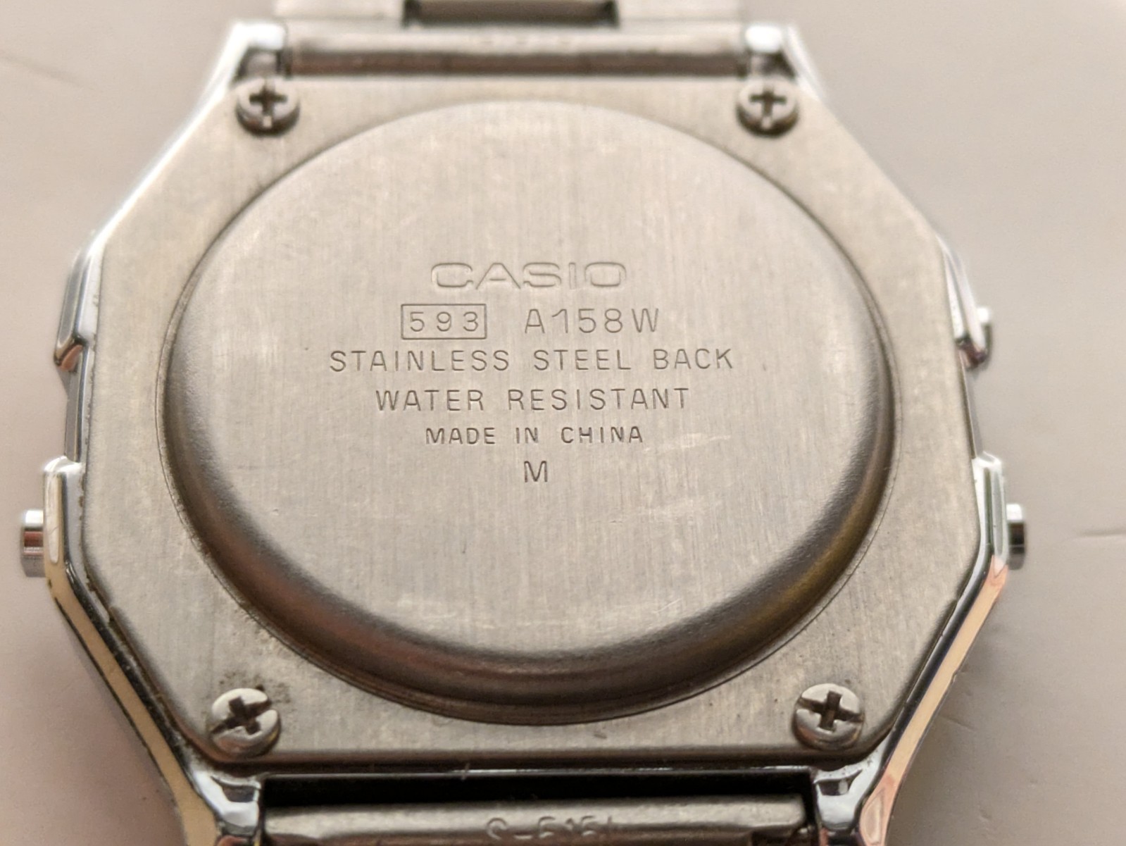 Vintage Casio Digital Watch 593 A158W, Great Condition, Stainless, New Battery