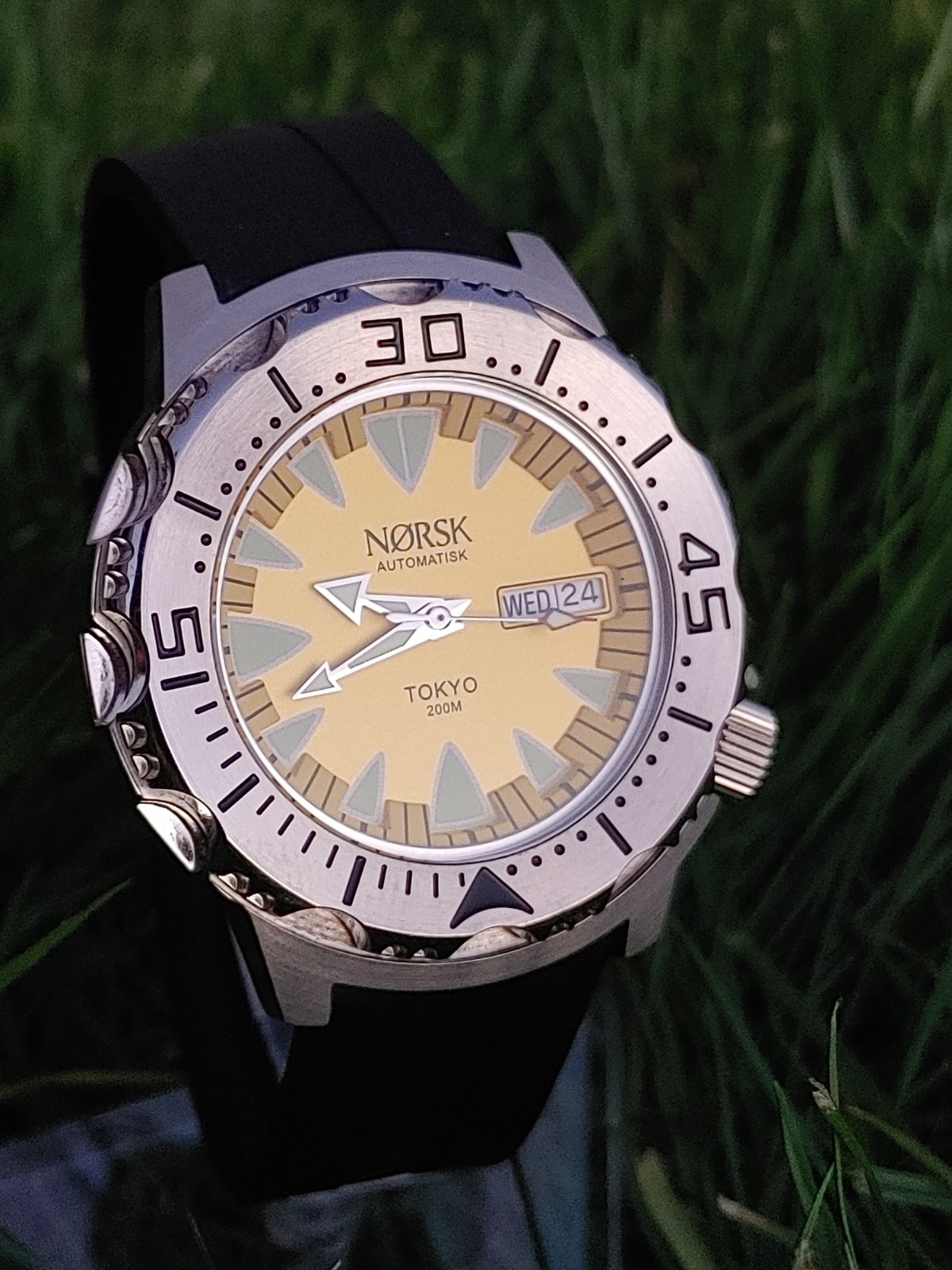 Automatic Sea Monster Watch, Norsk, Diver, Seiko NH36a movement Yellow LAST ONE