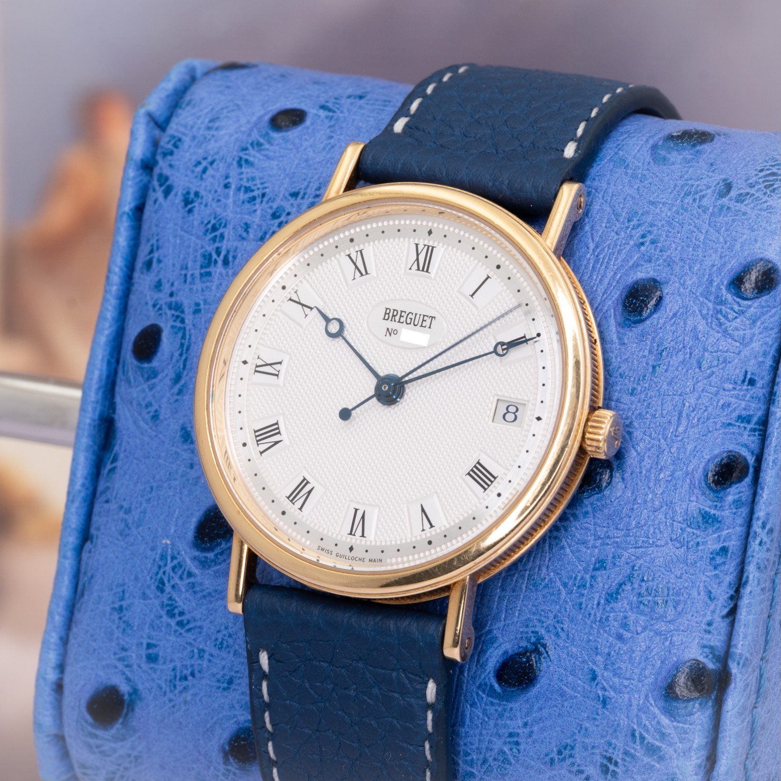 2000s Breguet Classique 5910 White Guilloche Dial 18k Yellow Gold 34mm