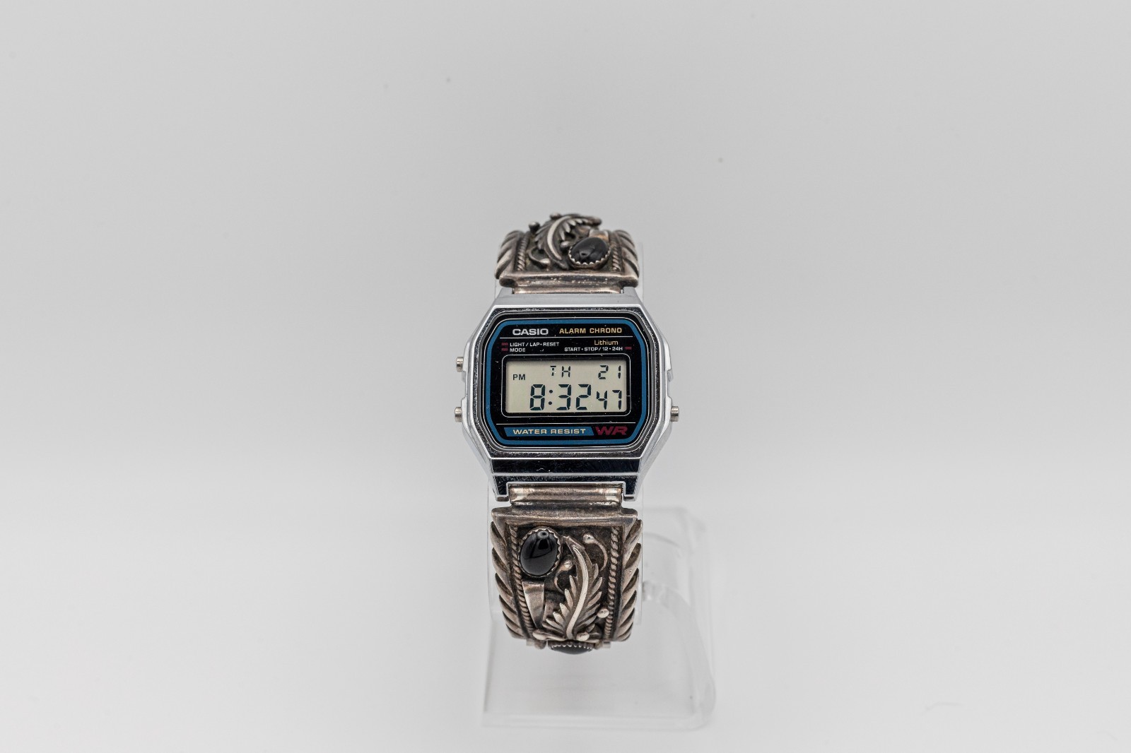 Casio A158W Digital Watch STC Sterling Silver Southwestern Watch Tips – Running