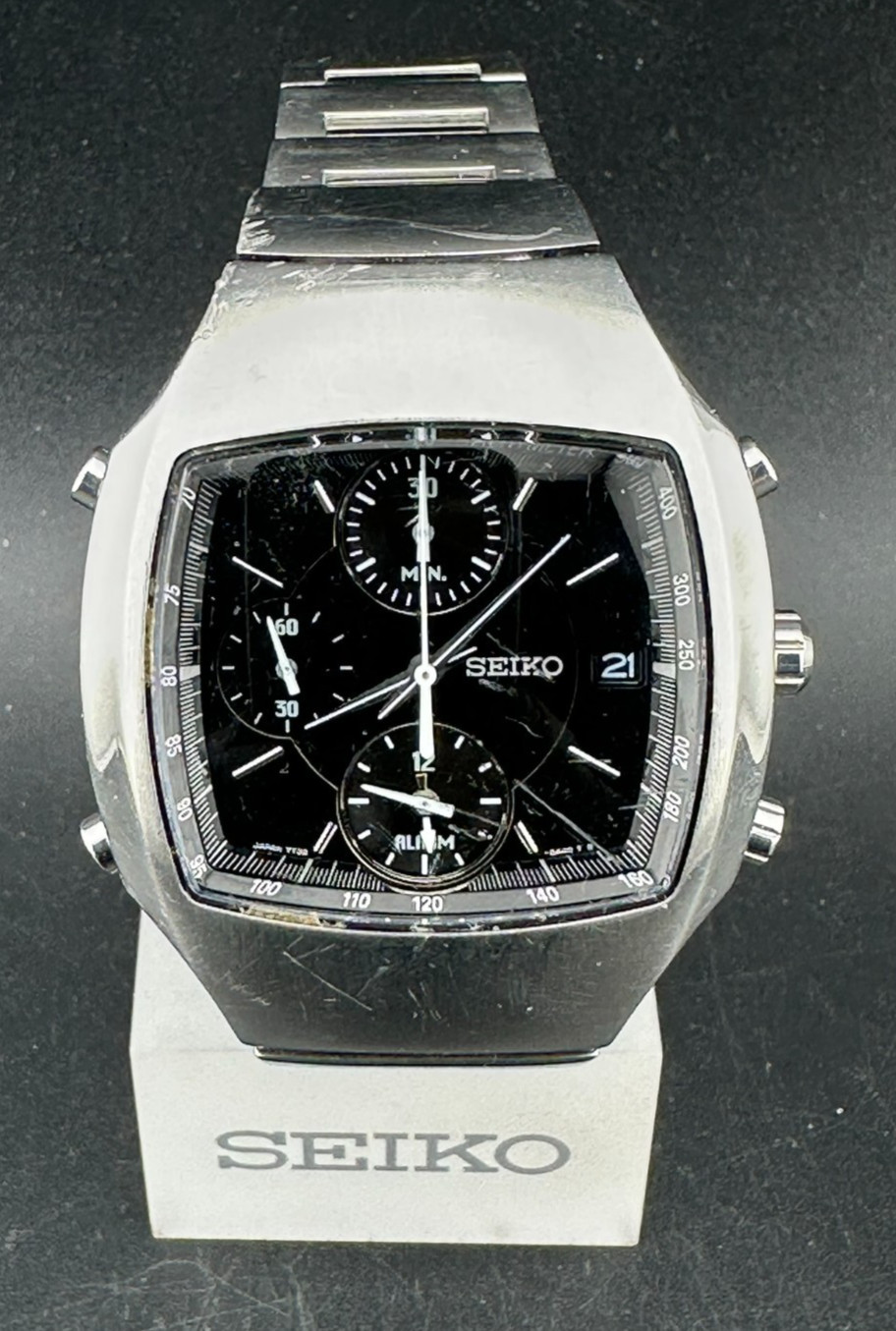 Seiko Men’s Chronograph Black Dial Alarm Date 38mm Quartz Watch 7T32-5A50