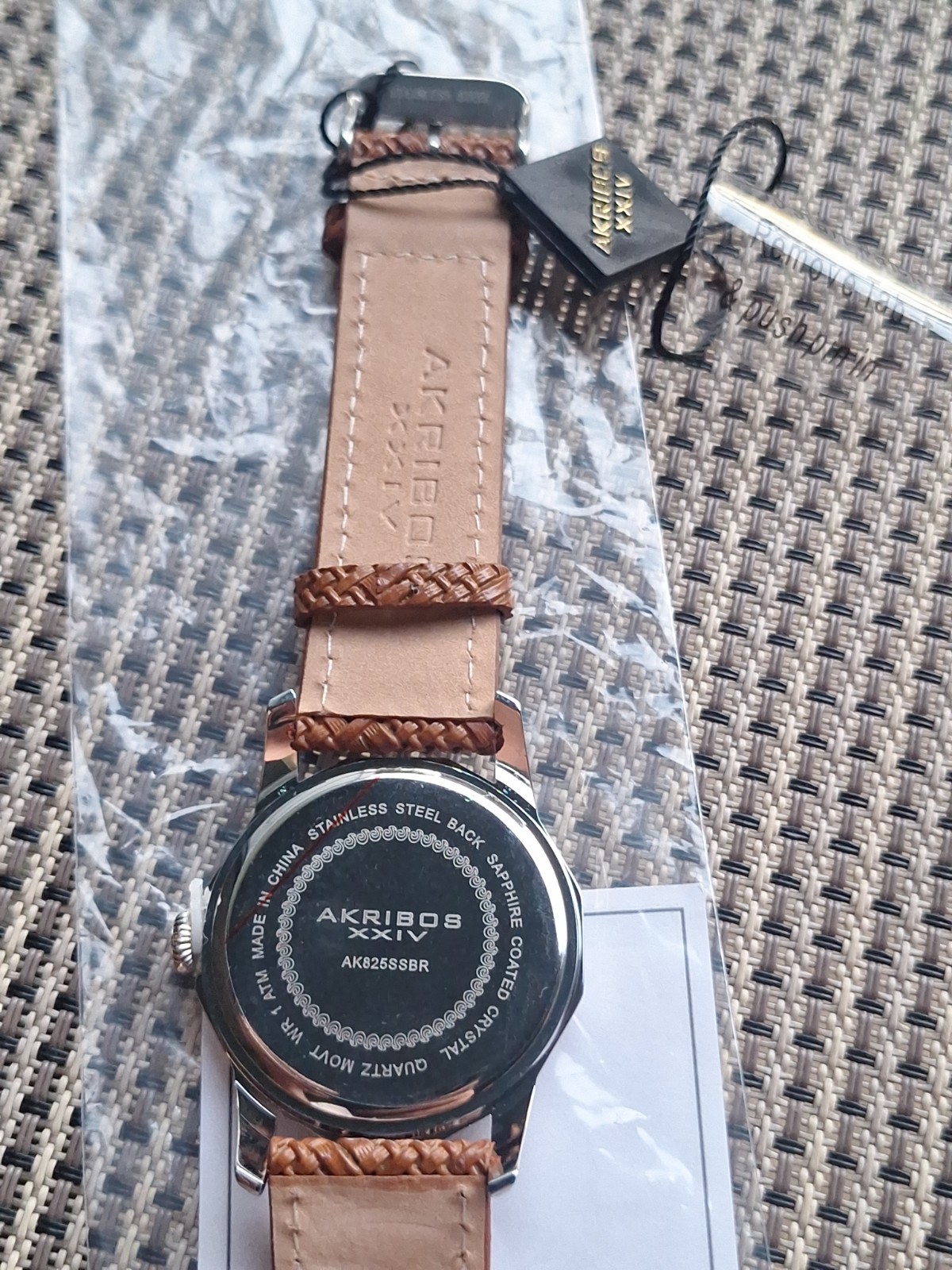 New Men’s Akribos XXIV AK825SSBR Quartz Dodecagon Case Braided Leather Watch