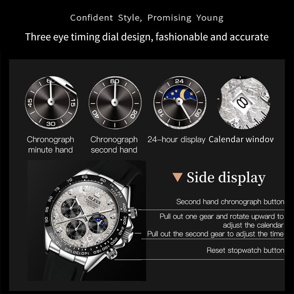 Waterproof Quartz Luxury Watch OLEVS Business Men’s Luminous Date Strap