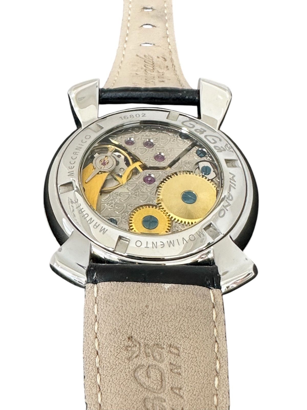 GaGa MILANO Manuale 5010.11S Used Wristwatch Mechanical Manual Black/Silver Men