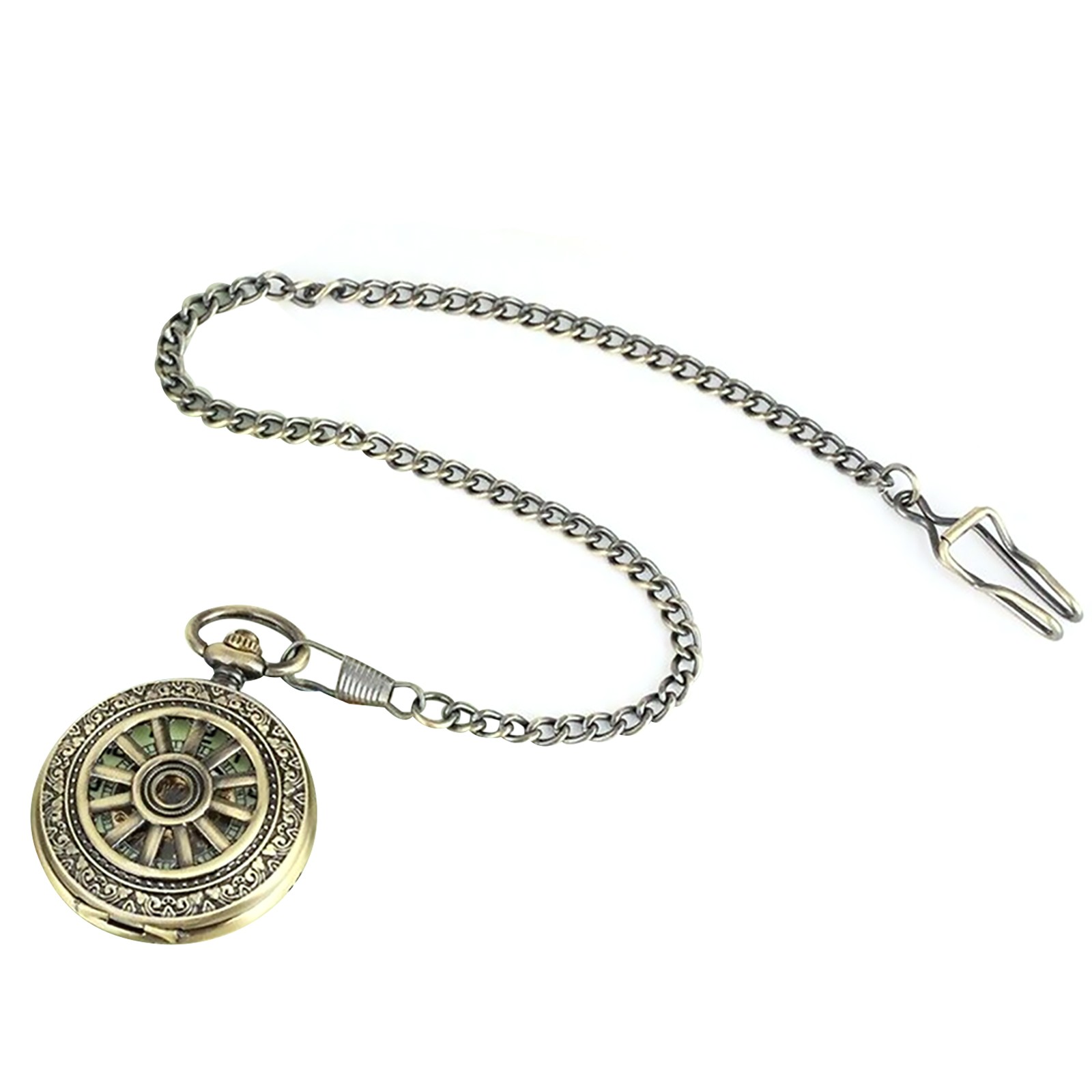 1 PC Vintage Mens Hand Winding Mechanical Movement Skeleton Pocket Watch