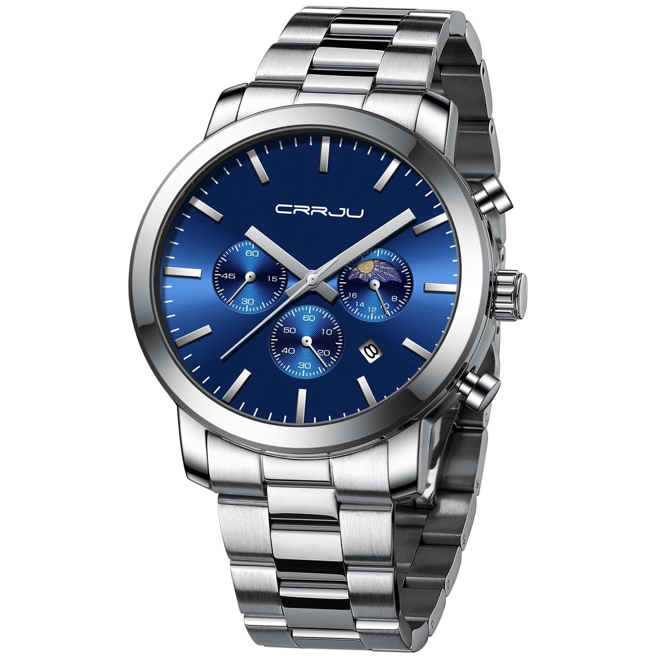 Watches for Men Luxury Business Stainless Steel Waterproof Calendar Chronogra…