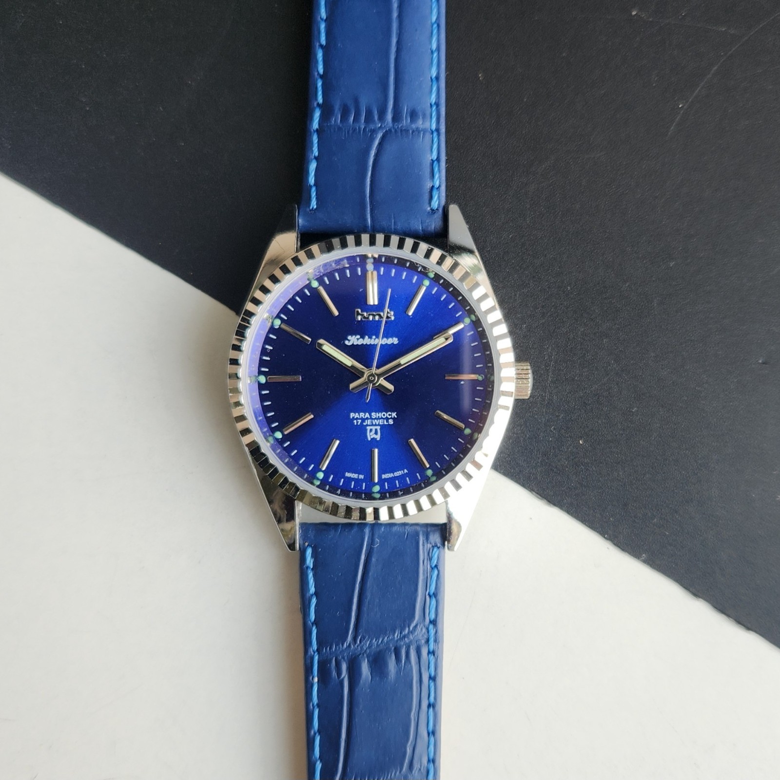 Vintage HMT Kohinoor Fluted Bezel Mechanical Hand Winding Wrist Watch A03