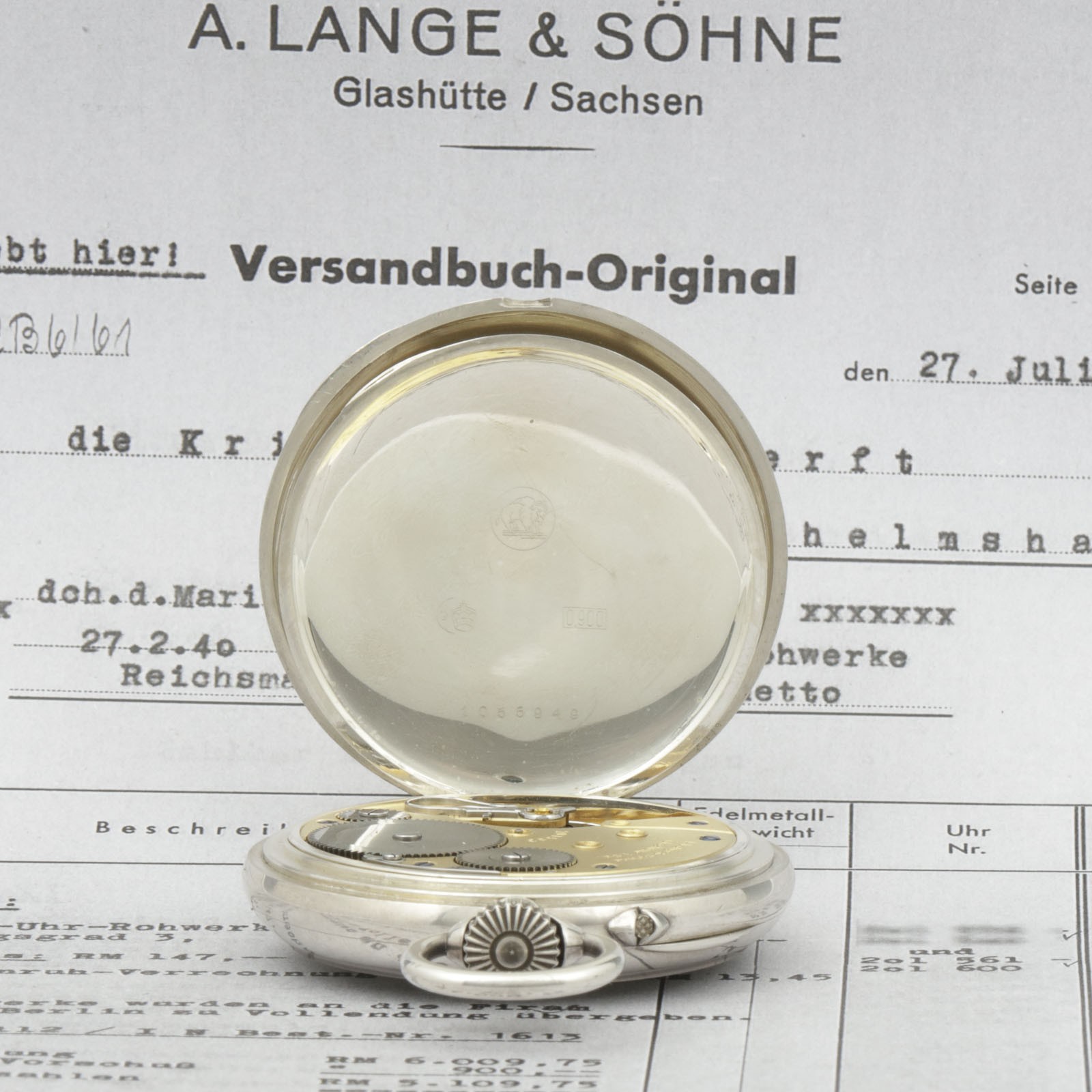 ww2 german military pocket watch A. Lange & Söhne Silver deck Watch 1942