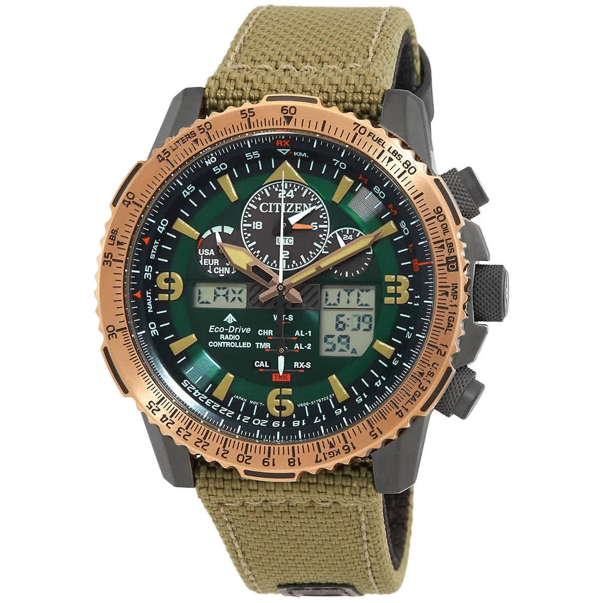 Citizen Promaster Skyhawk Radio Controlled Military Green Pilot Watch JY8074-11X
