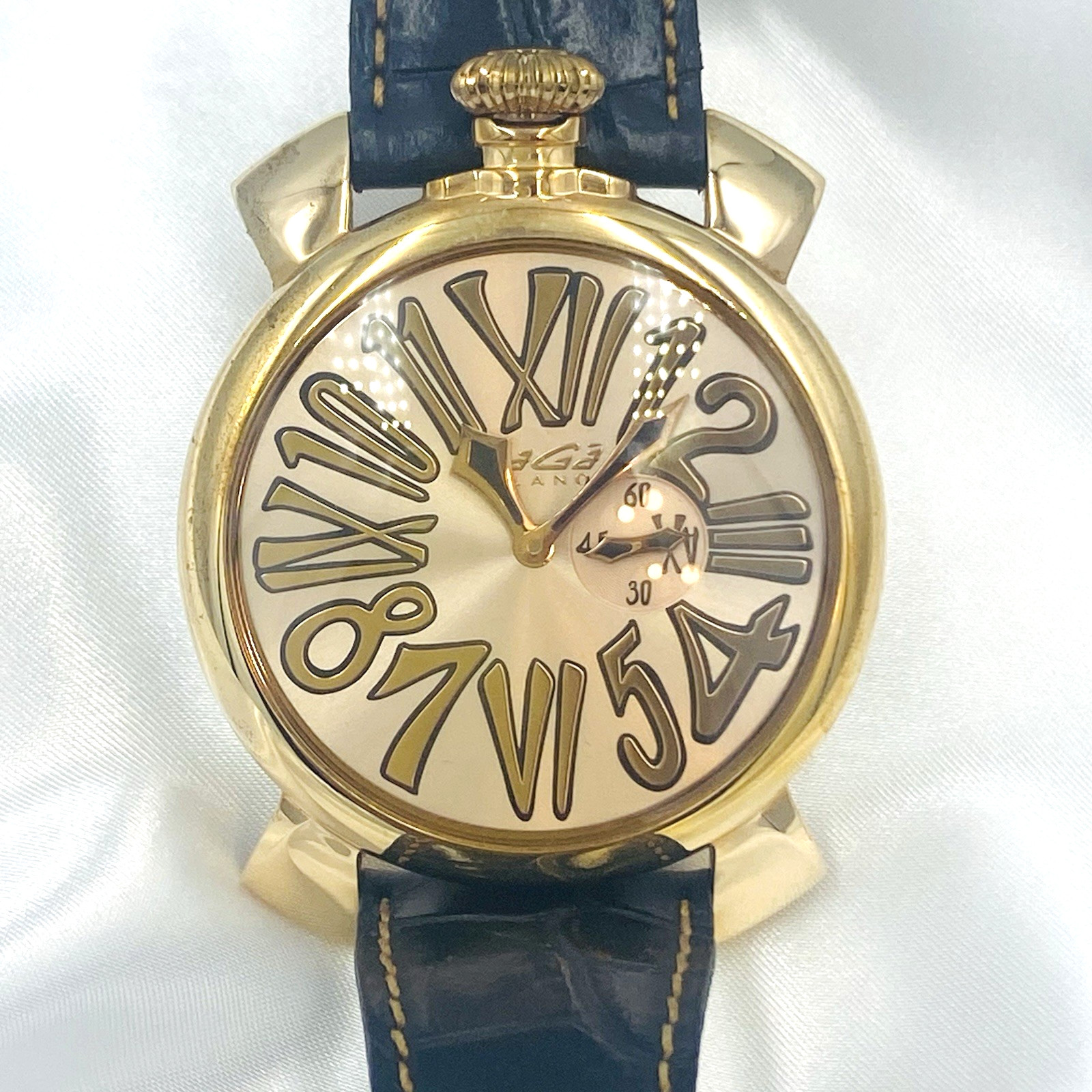 GaGa MILANO Manuale Slim46 #5085 Watch Rose Gold Men Women Brown Strap Vintage