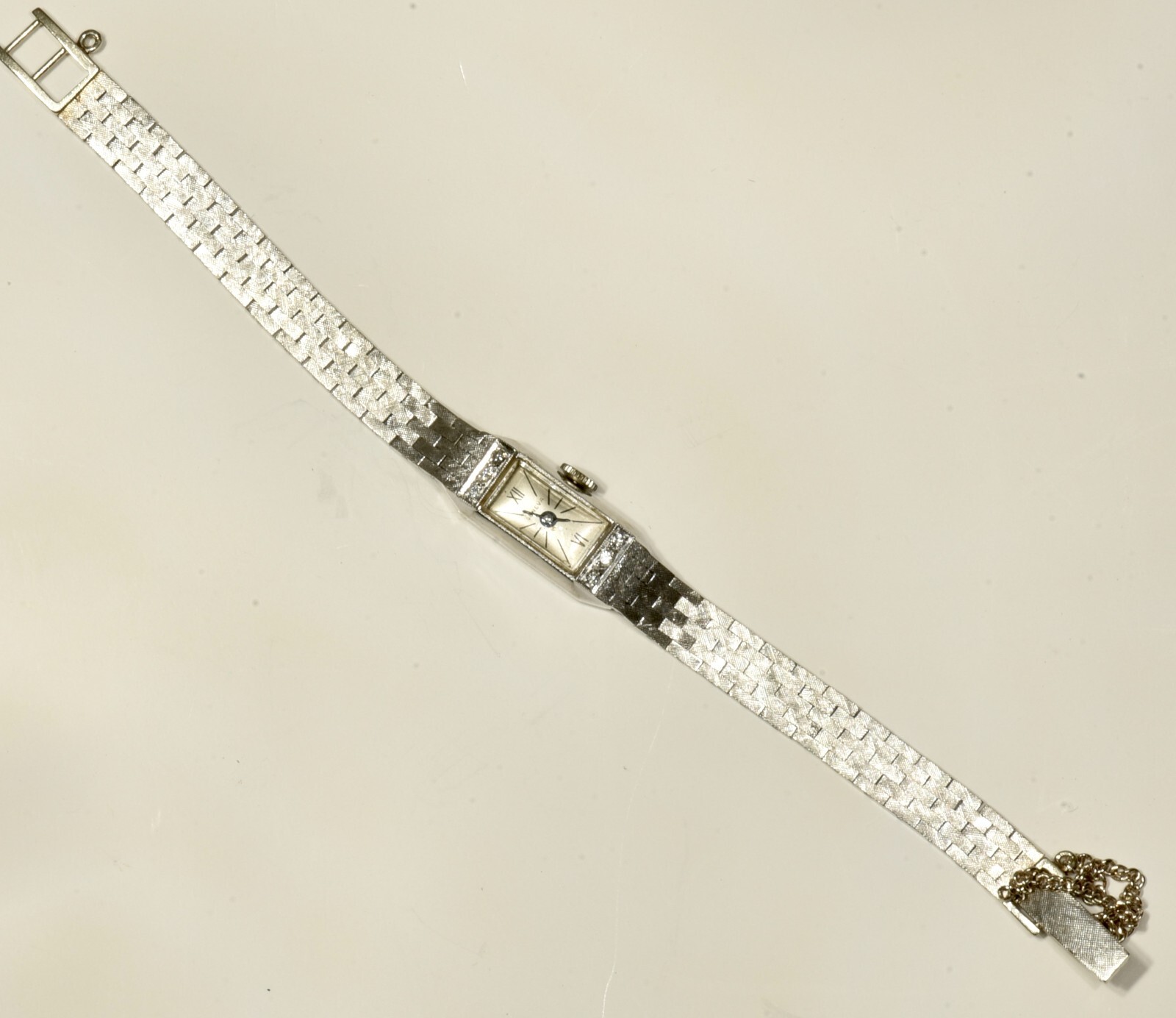 19.5 Gram 14k White Gold Geneva Ladies Natural Diamond Watch For Repair Parts